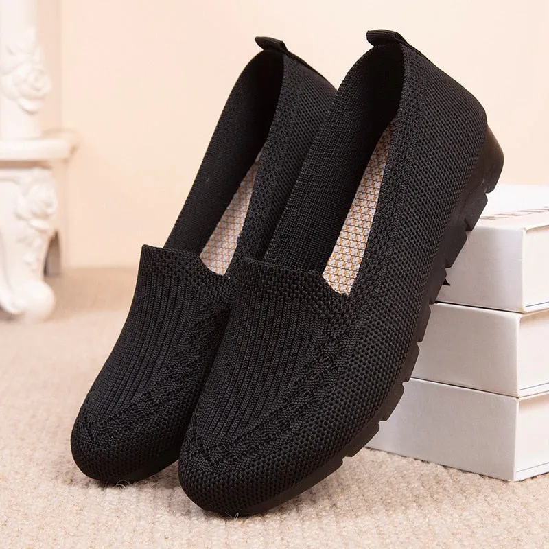 JOSKAA Women Shoe Indoor Mules Soft Fabric Platform Slides Slip-on Flat Female Breatahble Loafers Girl Mesh Chaussure