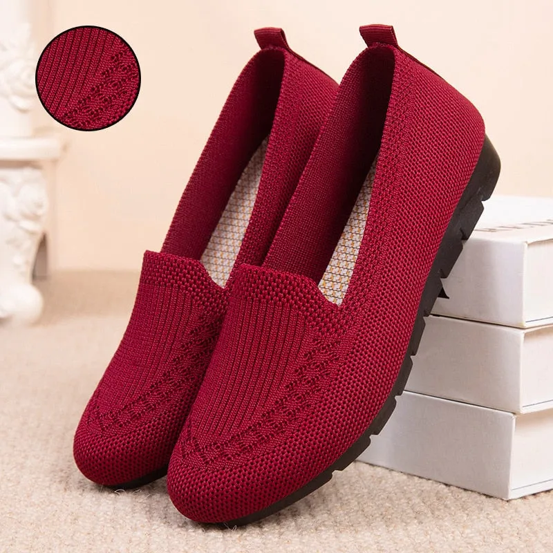 JOSKAA Women Shoe Indoor Mules Soft Fabric Platform Slides Slip-on Flat Female Breatahble Loafers Girl Mesh Chaussure
