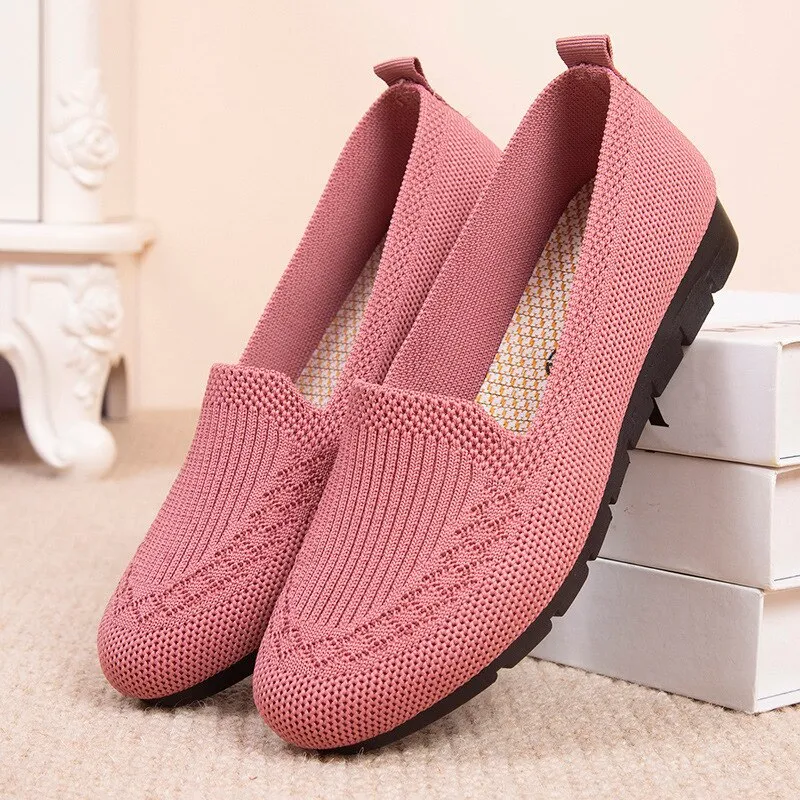 JOSKAA Women Shoe Indoor Mules Soft Fabric Platform Slides Slip-on Flat Female Breatahble Loafers Girl Mesh Chaussure