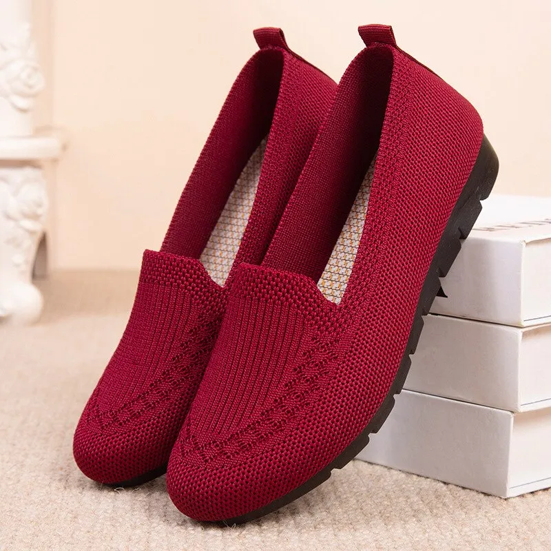 JOSKAA Women Shoe Indoor Mules Soft Fabric Platform Slides Slip-on Flat Female Breatahble Loafers Girl Mesh Chaussure