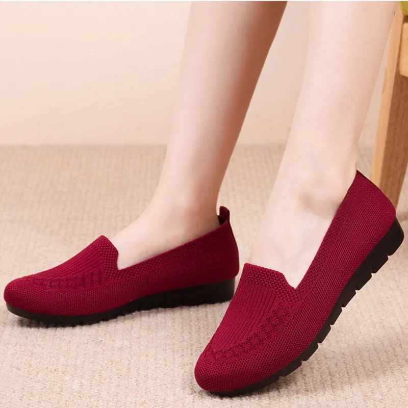 JOSKAA Women Shoe Indoor Mules Soft Fabric Platform Slides Slip-on Flat Female Breatahble Loafers Girl Mesh Chaussure