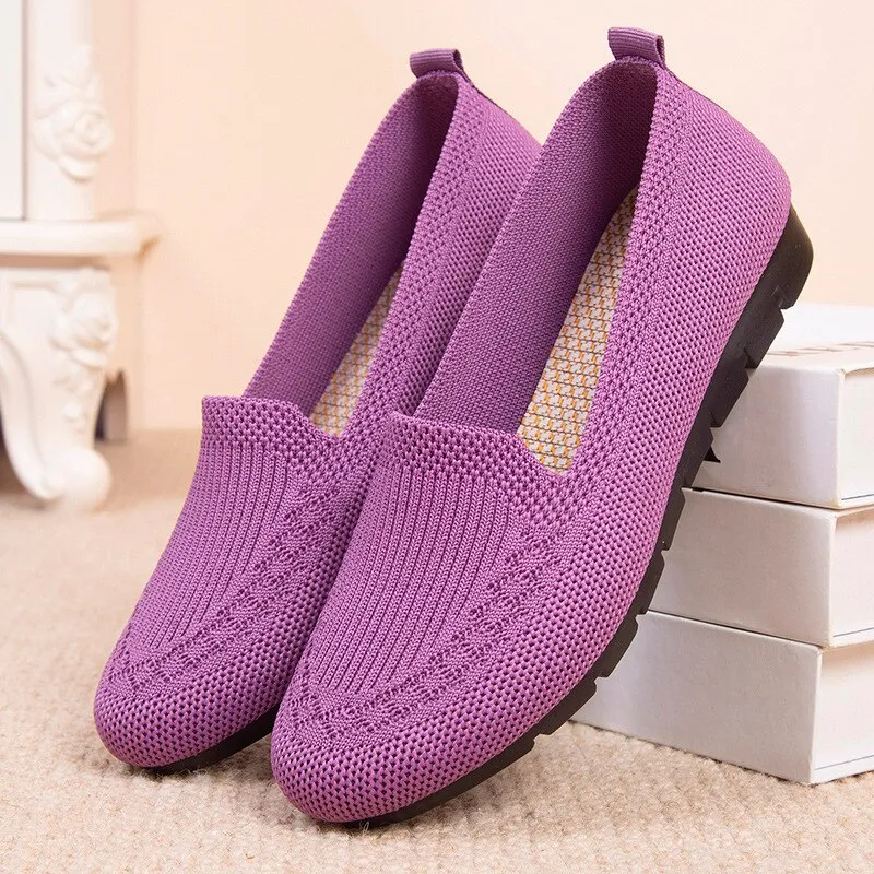 JOSKAA Women Shoe Indoor Mules Soft Fabric Platform Slides Slip-on Flat Female Breatahble Loafers Girl Mesh Chaussure