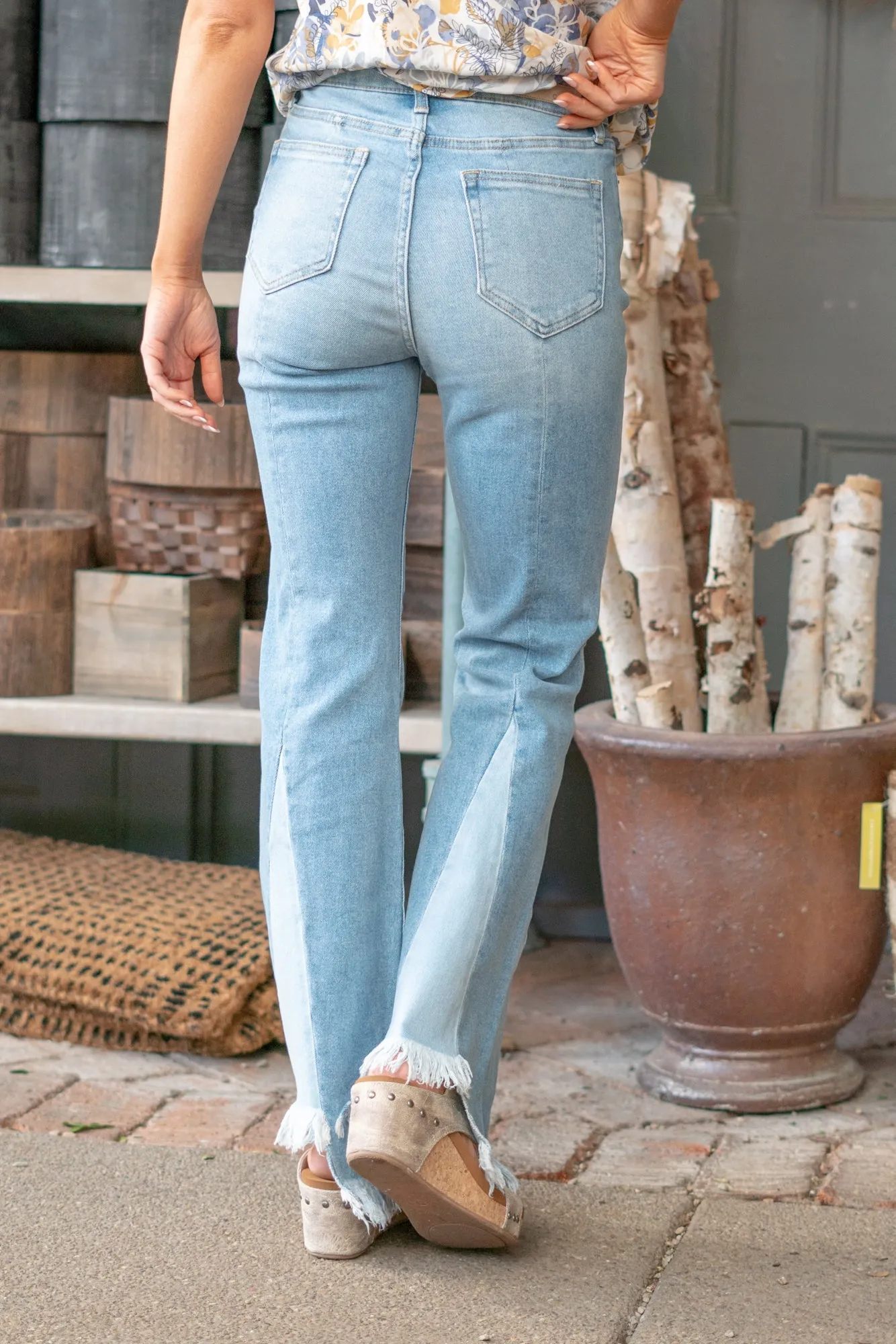 Kacey High Rise Fray Hem Flare