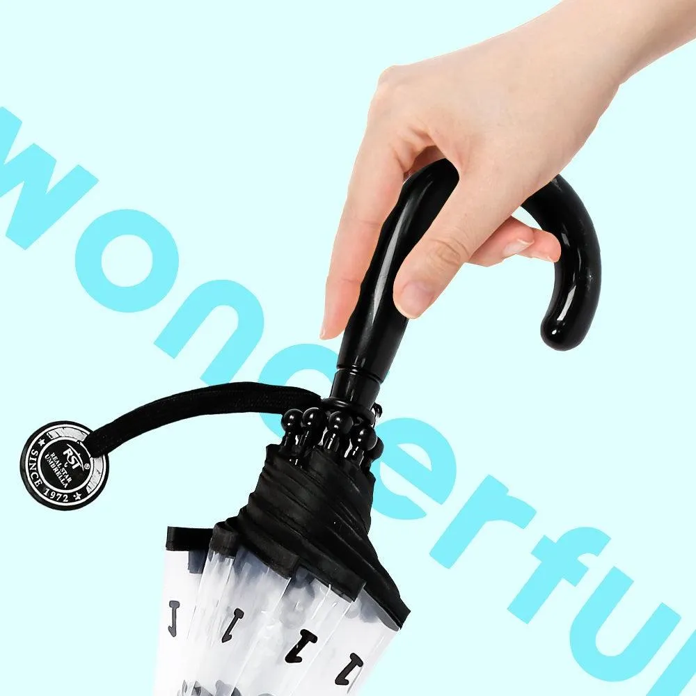 Kids Clear Umbrella with Black Numeral Print