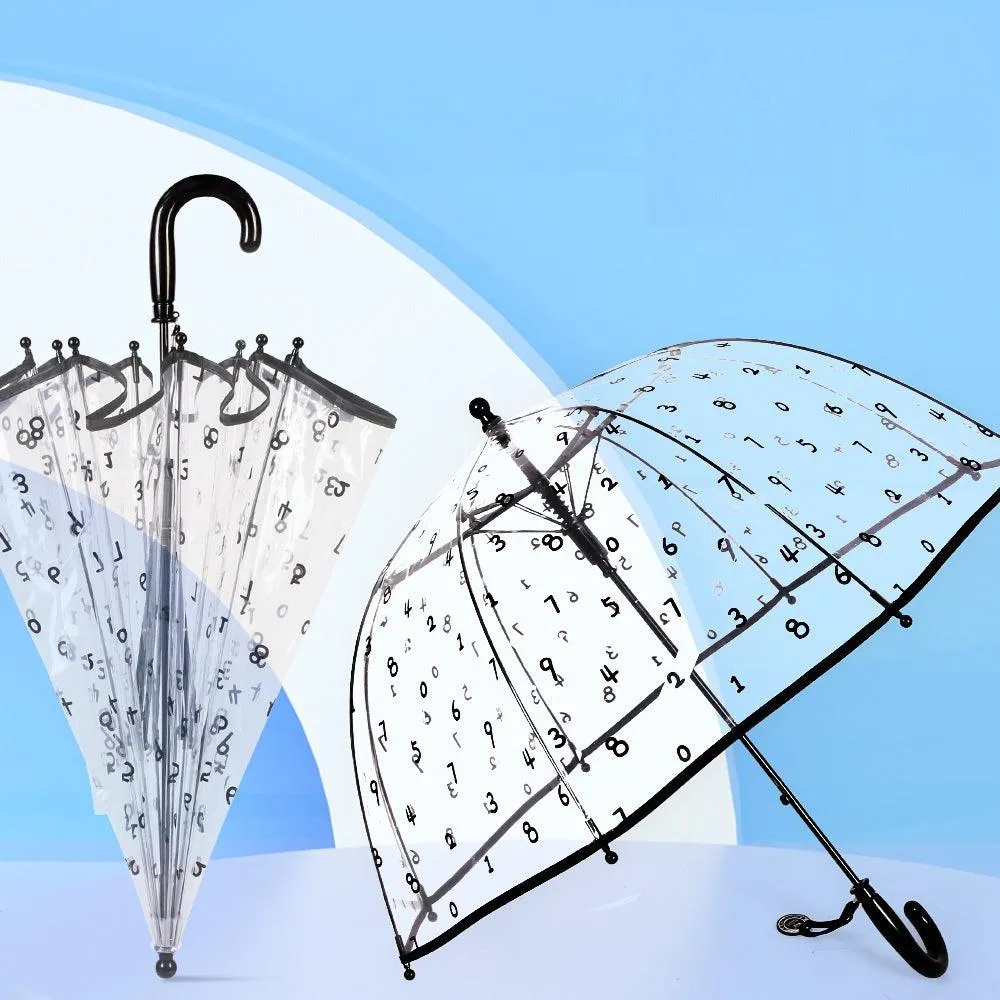 Kids Clear Umbrella with Black Numeral Print