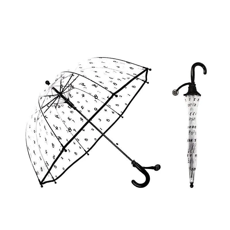 Kids Clear Umbrella with Black Numeral Print