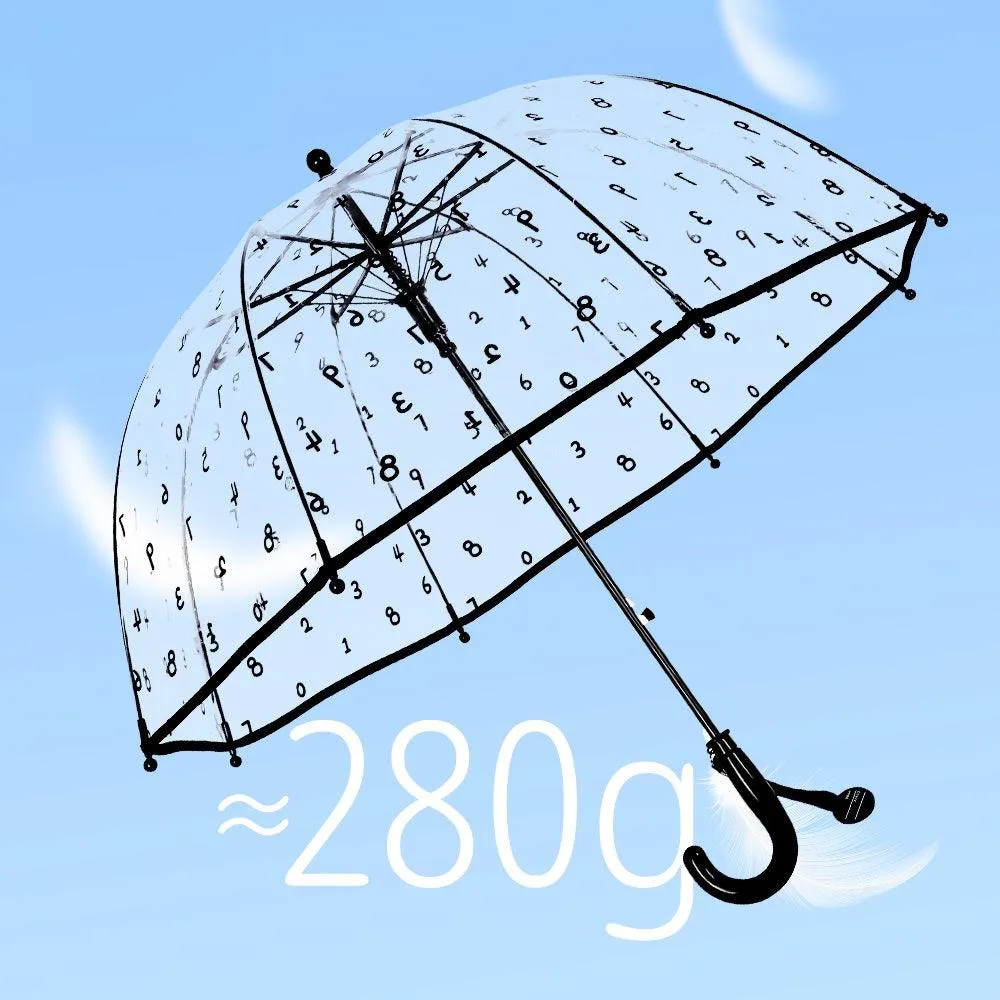 Kids Clear Umbrella with Black Numeral Print