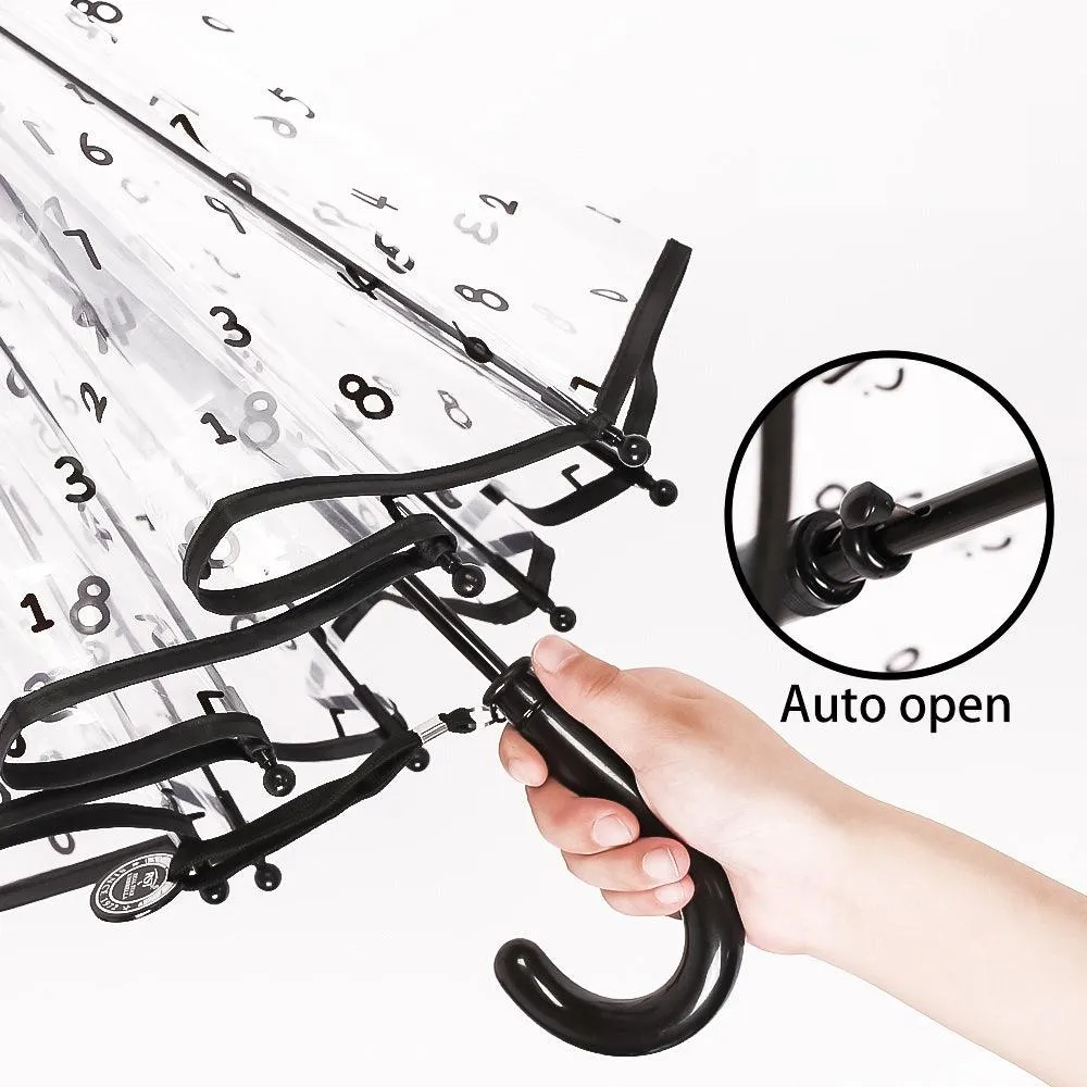 Kids Clear Umbrella with Black Numeral Print