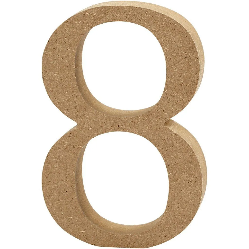 Large MDF Wooden Number 13 cm - Digit 8