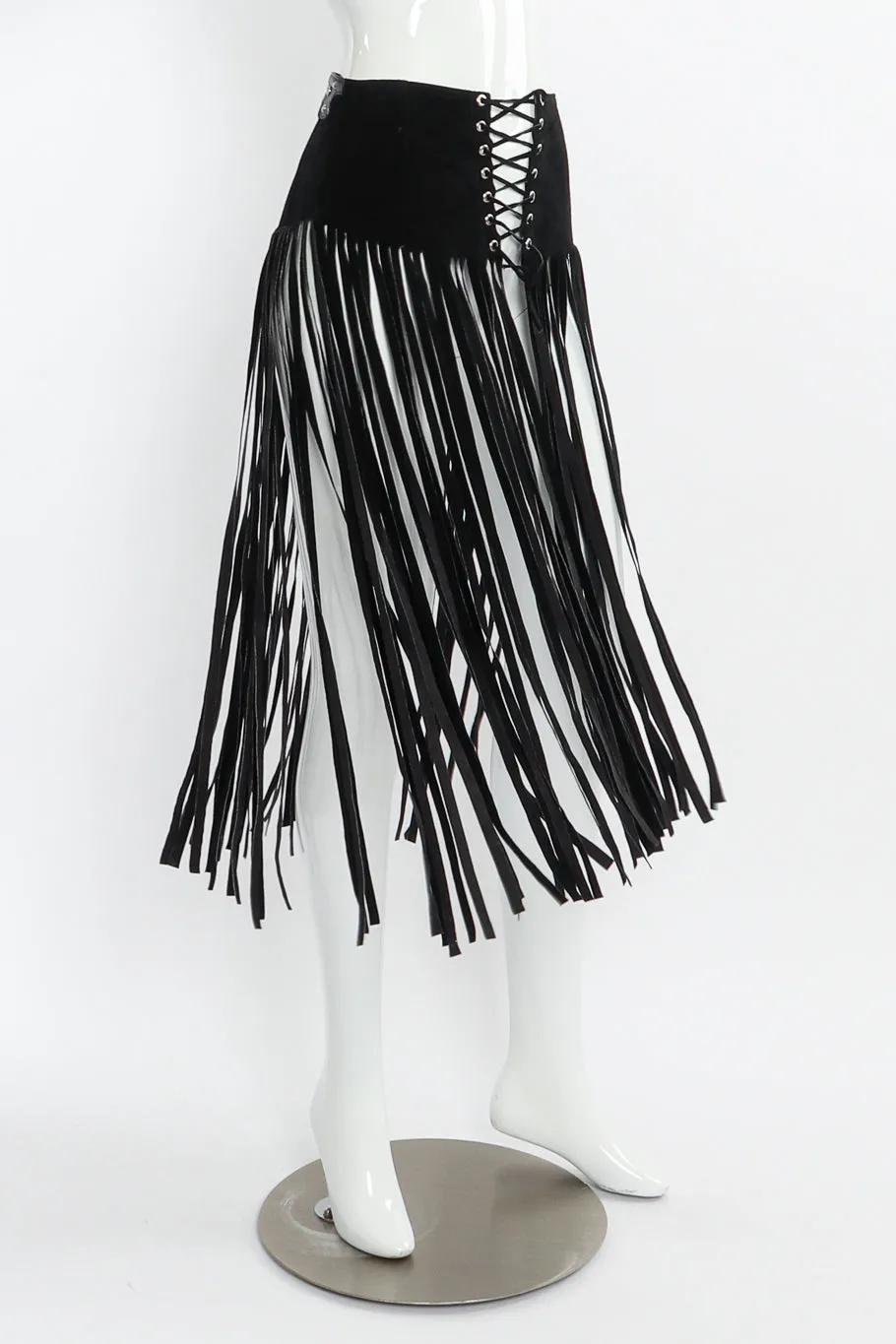 Leather Fringe Belt Skirt