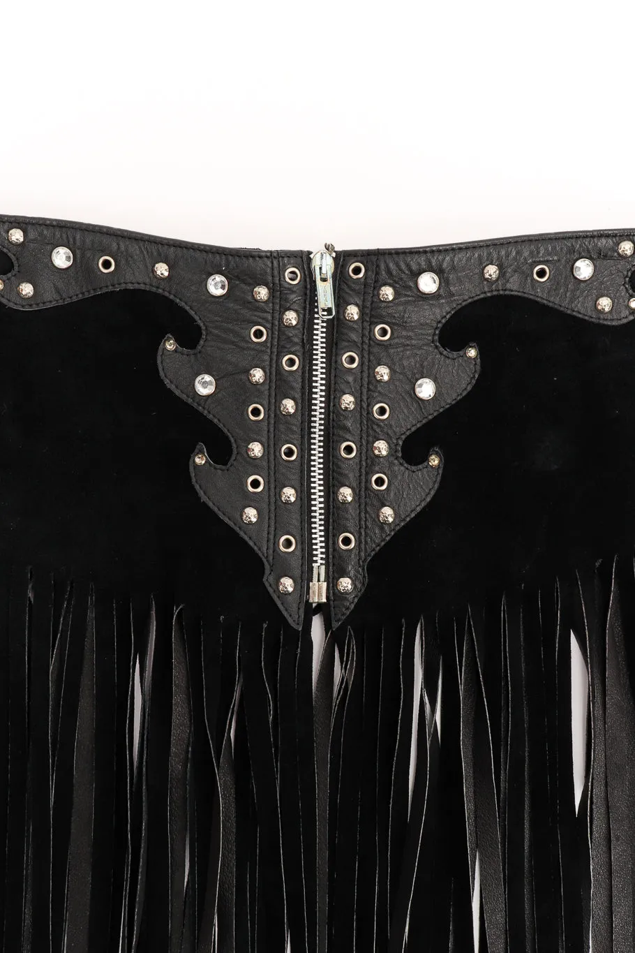 Leather Fringe Belt Skirt