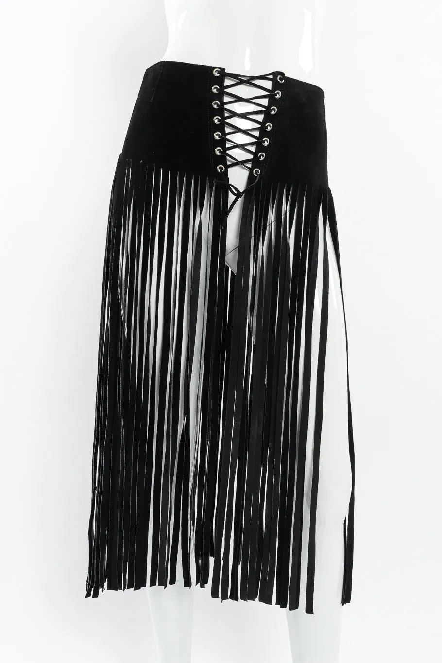 Leather Fringe Belt Skirt