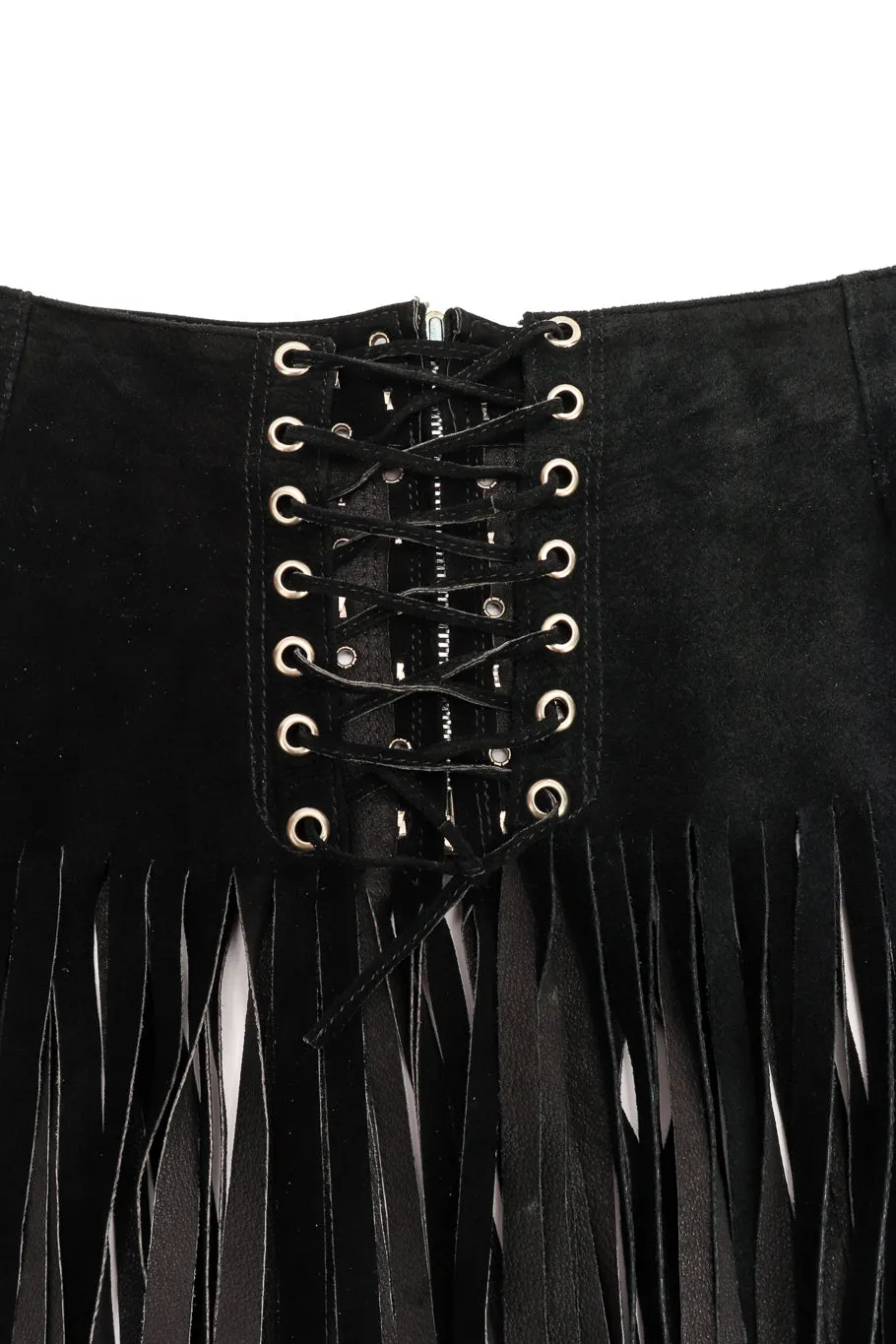 Leather Fringe Belt Skirt