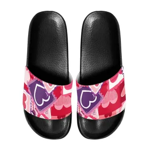 Love Stamp Print Slide Sandals