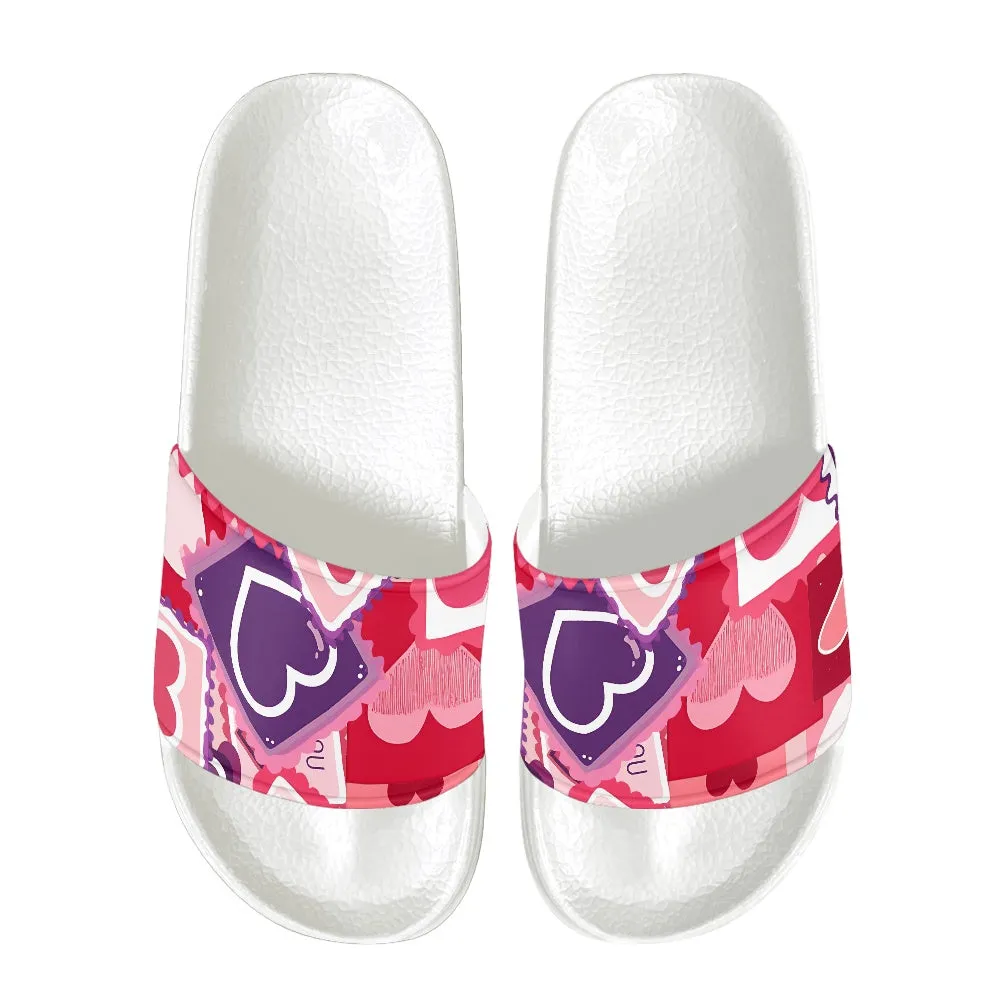 Love Stamp Print Slide Sandals