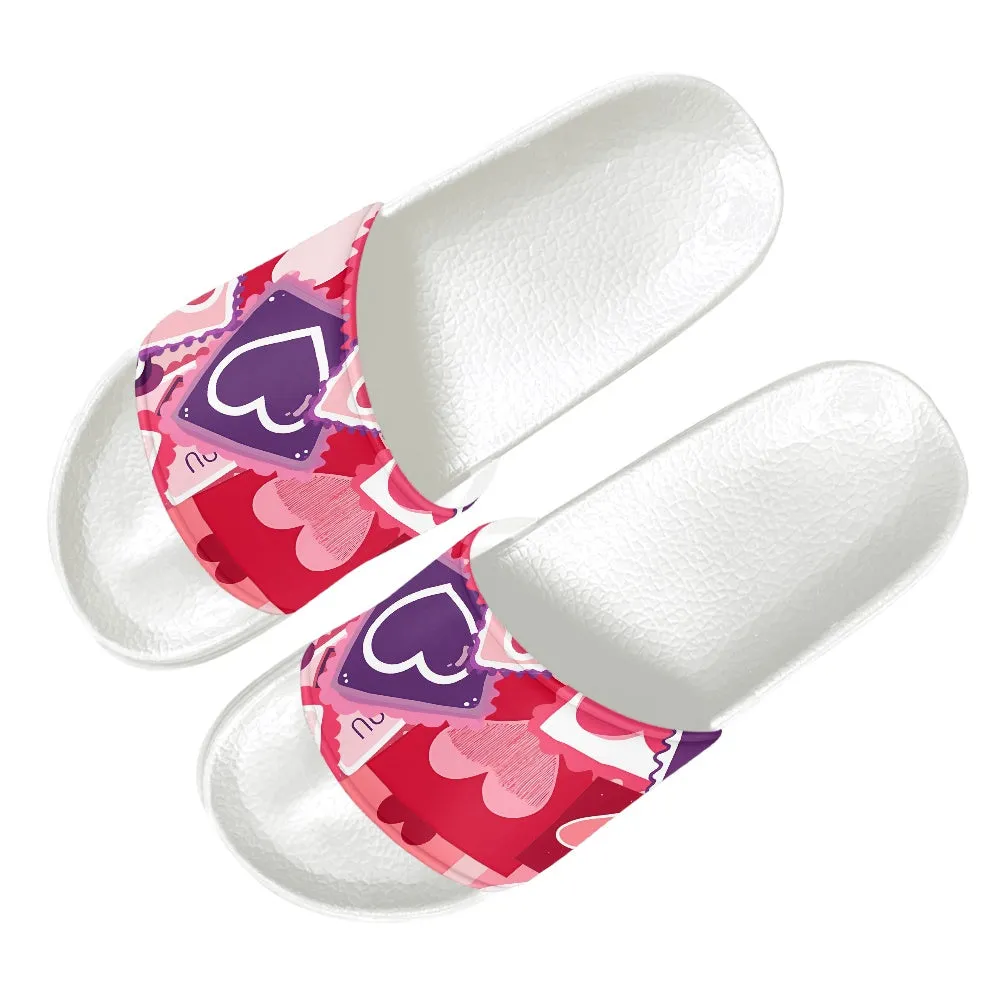 Love Stamp Print Slide Sandals