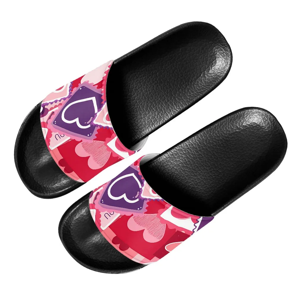 Love Stamp Print Slide Sandals