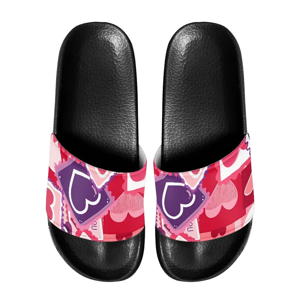 Love Stamp Print Slide Sandals