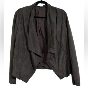 LUSH Faux Suede Shawl Collar Gray Cardigan Jacket M