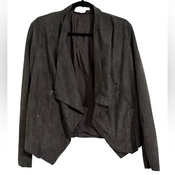 LUSH Faux Suede Shawl Collar Gray Cardigan Jacket M