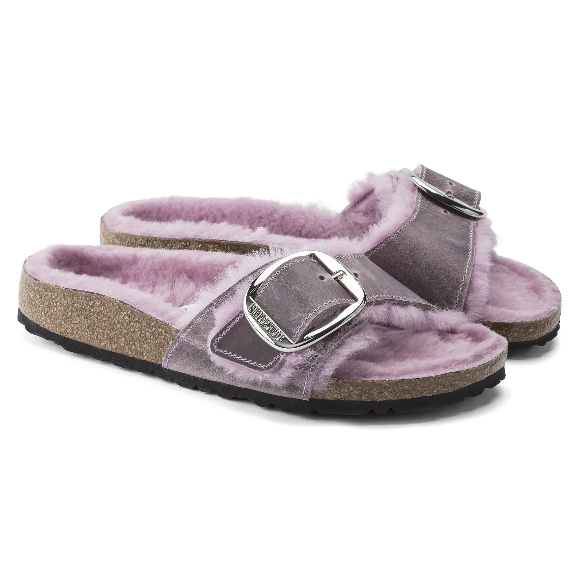 Madrid Big Buckle Shearling Oiled Leather