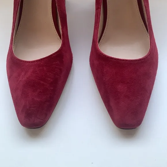 Marc Fisher Varla Dark Red Suede Block Heel Pumps
