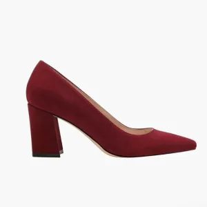 Marc Fisher Varla Dark Red Suede Block Heel Pumps