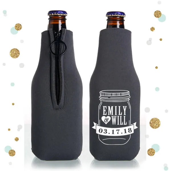 Mason Jar - Collapsible Foam Zippered Bottle Cooler #3Z