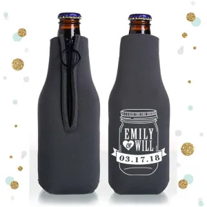 Mason Jar - Collapsible Foam Zippered Bottle Cooler #3Z