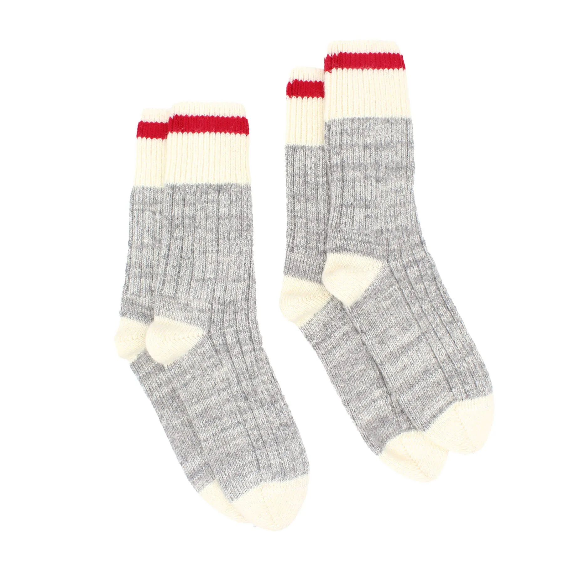 MEK Canadiana Wool Socks - Grey/Red/Off White (2 Pack)