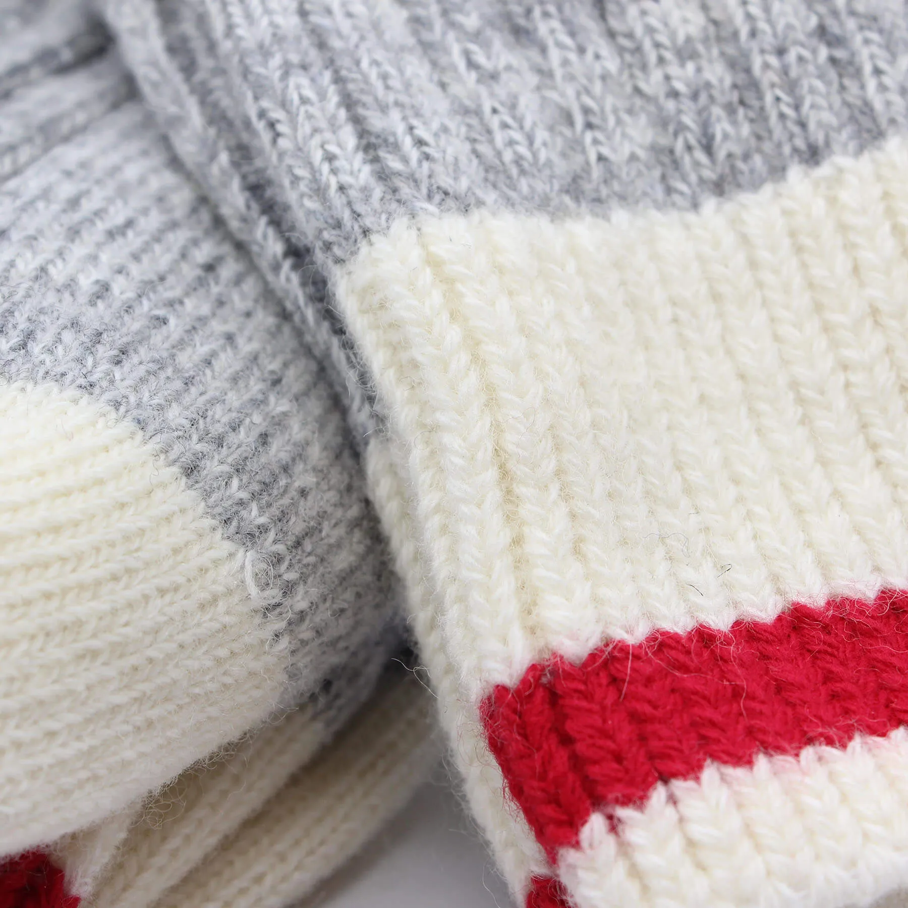 MEK Canadiana Wool Socks - Grey/Red/Off White (2 Pack)