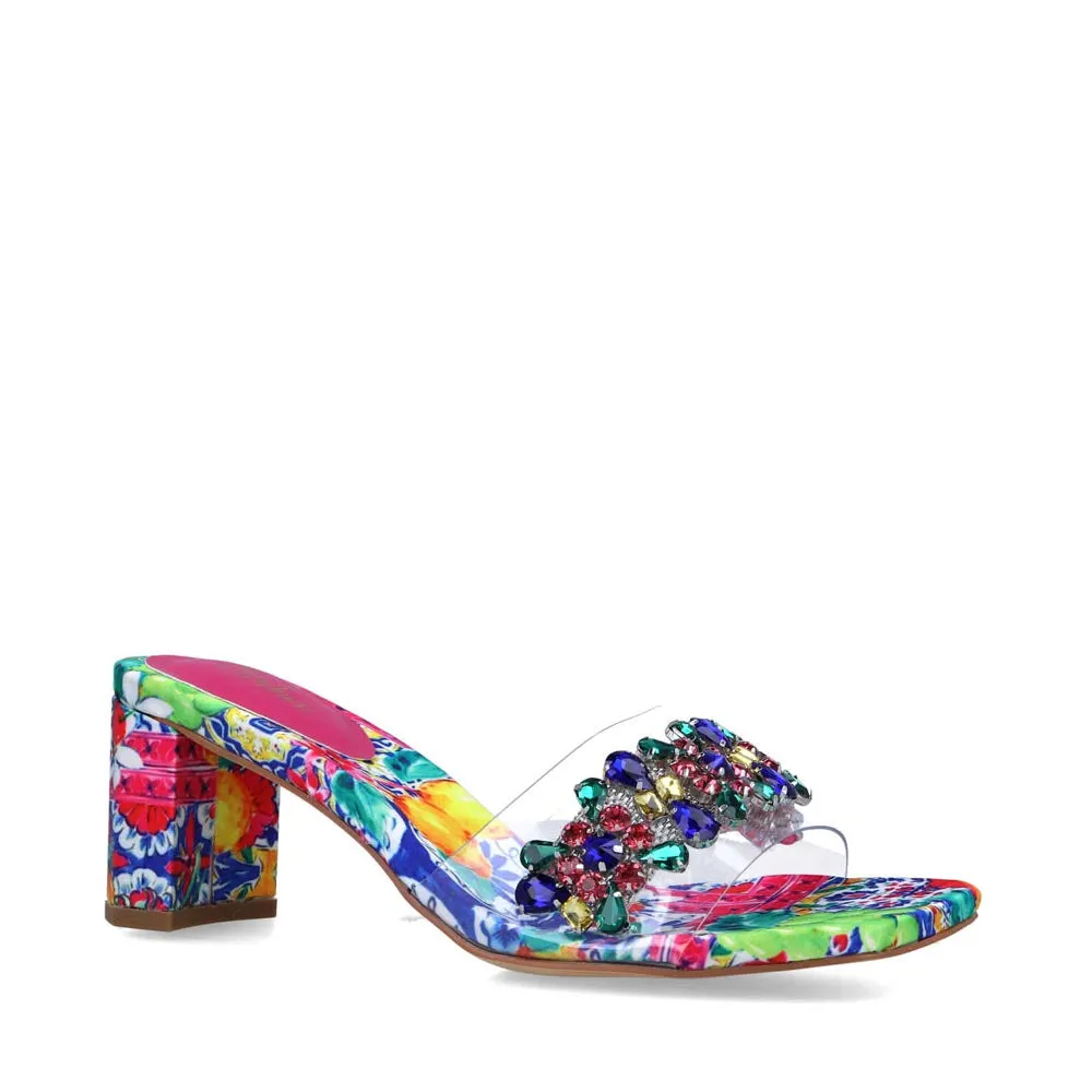 Menbur Perspex Crystal Sandal Multi Floral