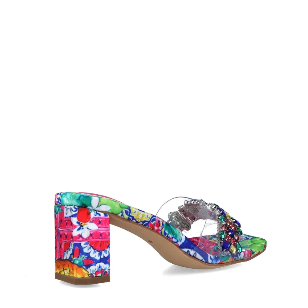 Menbur Perspex Crystal Sandal Multi Floral