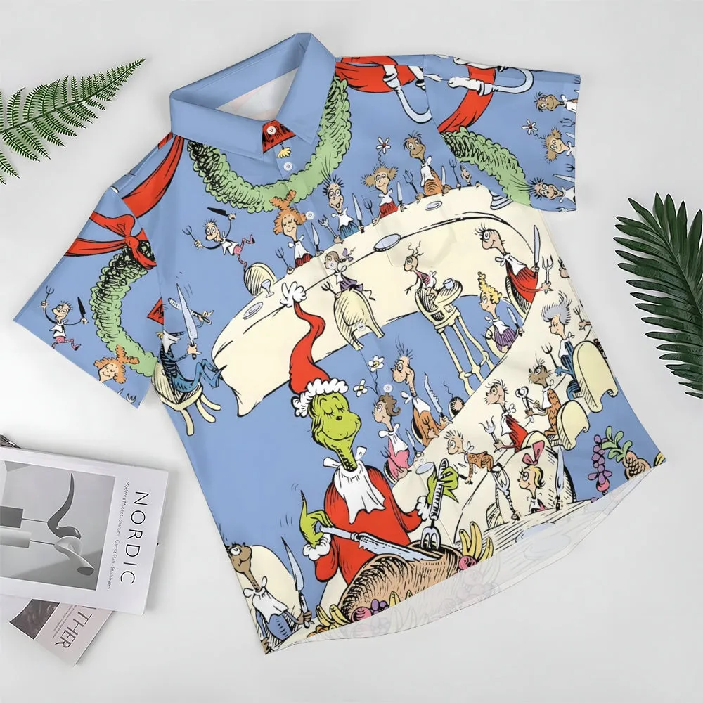 Men's Cartoon Holiday Party Casual Short Sleeve Shirt 2311000097