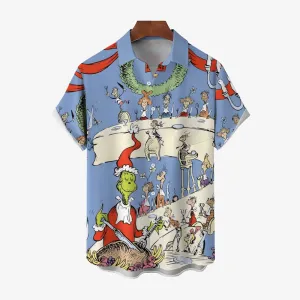 Men's Cartoon Holiday Party Casual Short Sleeve Shirt 2311000097