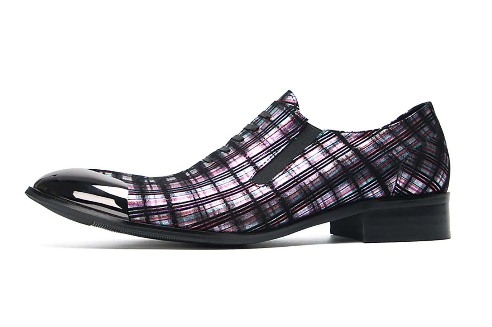 Men's Metal Pointed Toe Stripes Western Loafers