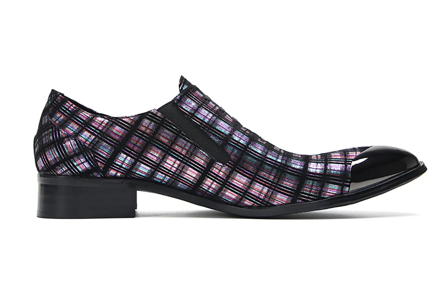 Men's Metal Pointed Toe Stripes Western Loafers