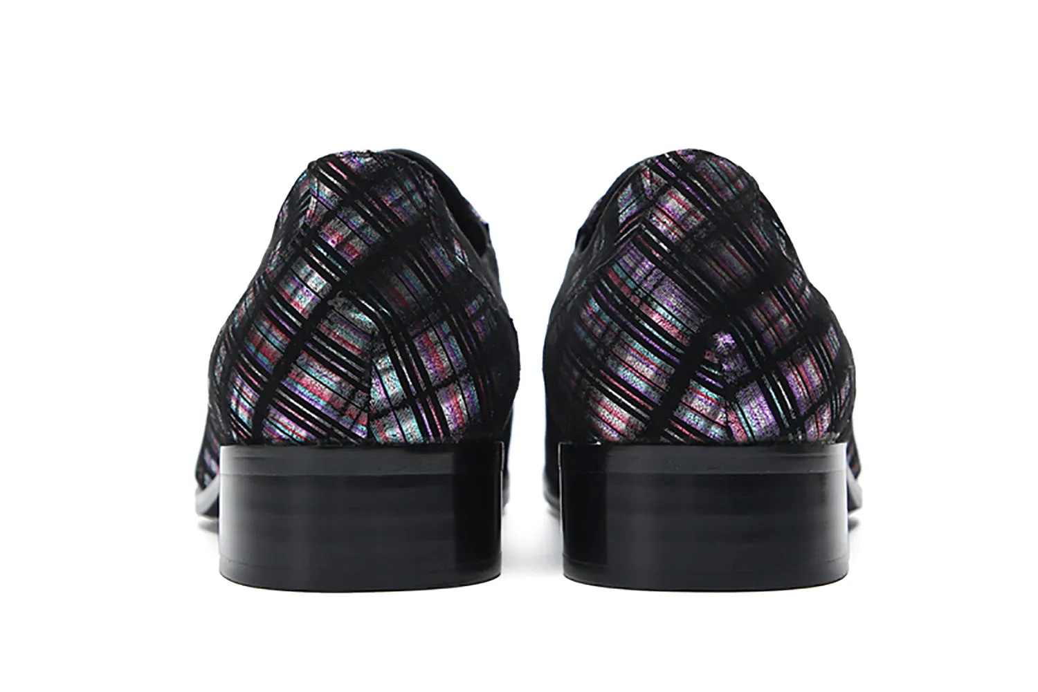 Men's Metal Pointed Toe Stripes Western Loafers