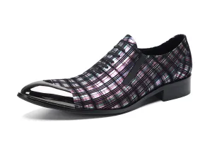 Men's Metal Pointed Toe Stripes Western Loafers
