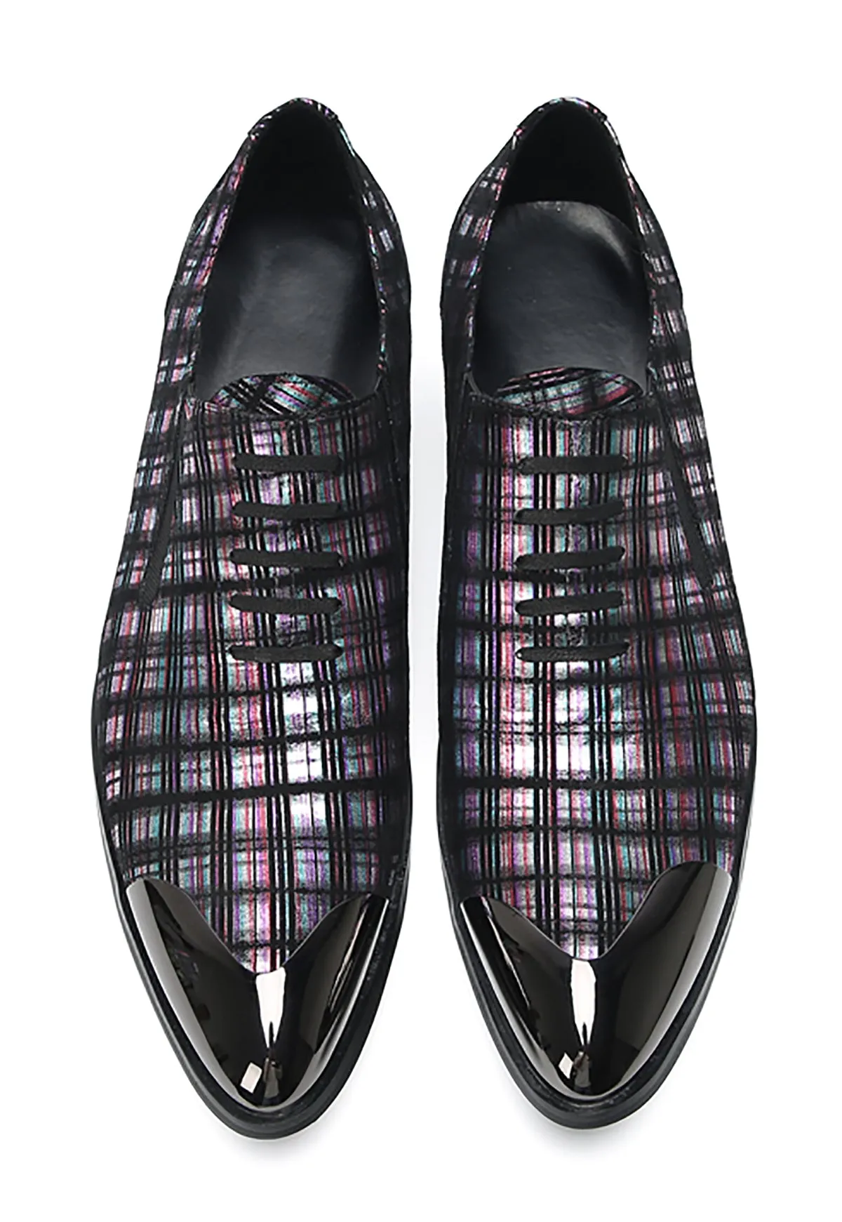 Men's Metal Pointed Toe Stripes Western Loafers
