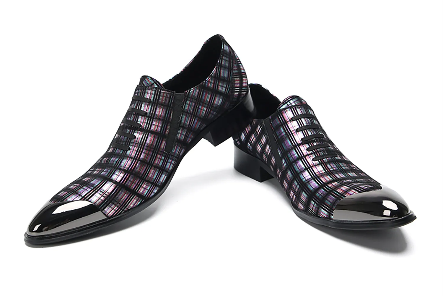 Men's Metal Pointed Toe Stripes Western Loafers