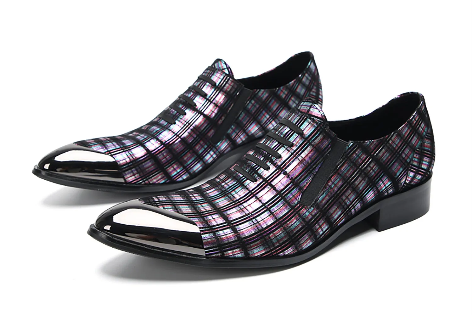 Men's Metal Pointed Toe Stripes Western Loafers
