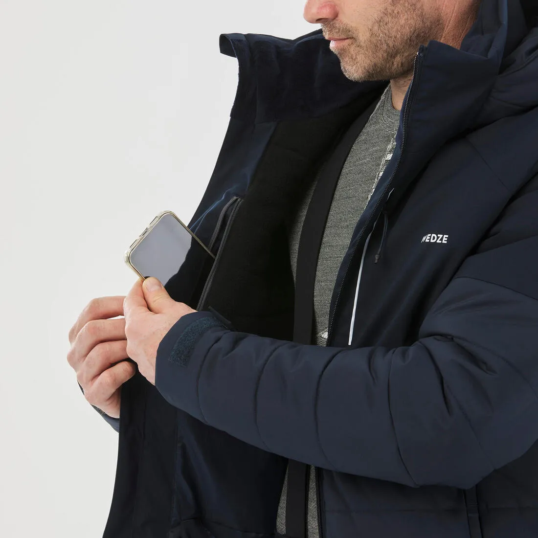Men's Mid-Length Warm Ski Jacket 100