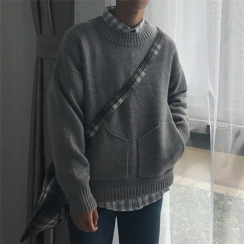 Men's Warm Pocket Decoration Sweater