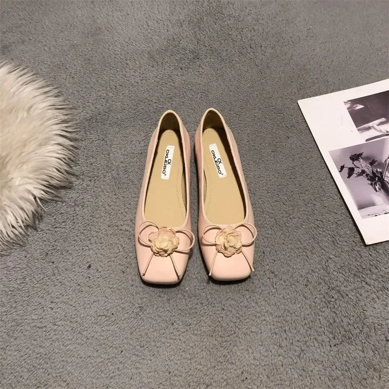 MQTIME  -  Design NEW Womens Comfort Flats Fashion Square Toe Shallow Ladies Ballet Shoes Flower Soft Flat Mary Jane Shoes  Loafers Mujer