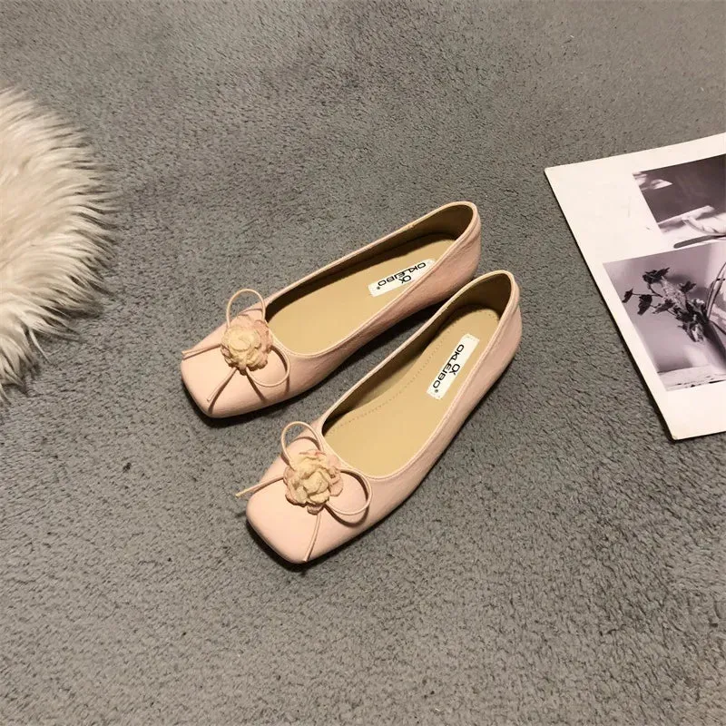 MQTIME  -  Design NEW Womens Comfort Flats Fashion Square Toe Shallow Ladies Ballet Shoes Flower Soft Flat Mary Jane Shoes  Loafers Mujer