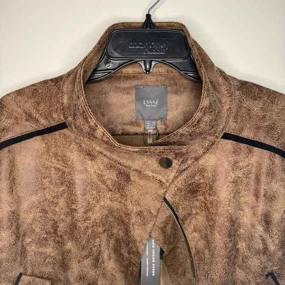 NWT Lysse New York Vegan Leather Raquel Brown Bomber Jacket