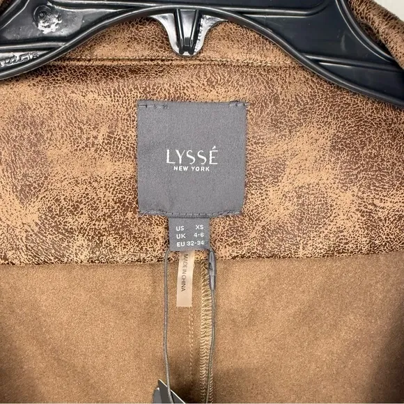 NWT Lysse New York Vegan Leather Raquel Brown Bomber Jacket