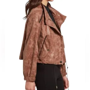 NWT Lysse New York Vegan Leather Raquel Brown Bomber Jacket