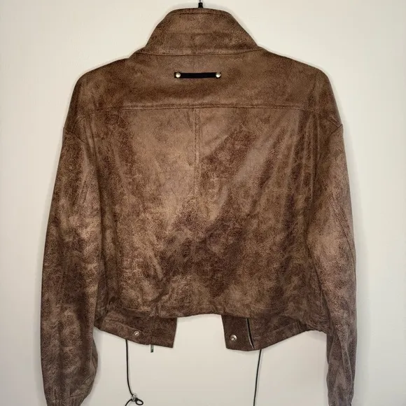 NWT Lysse New York Vegan Leather Raquel Brown Bomber Jacket